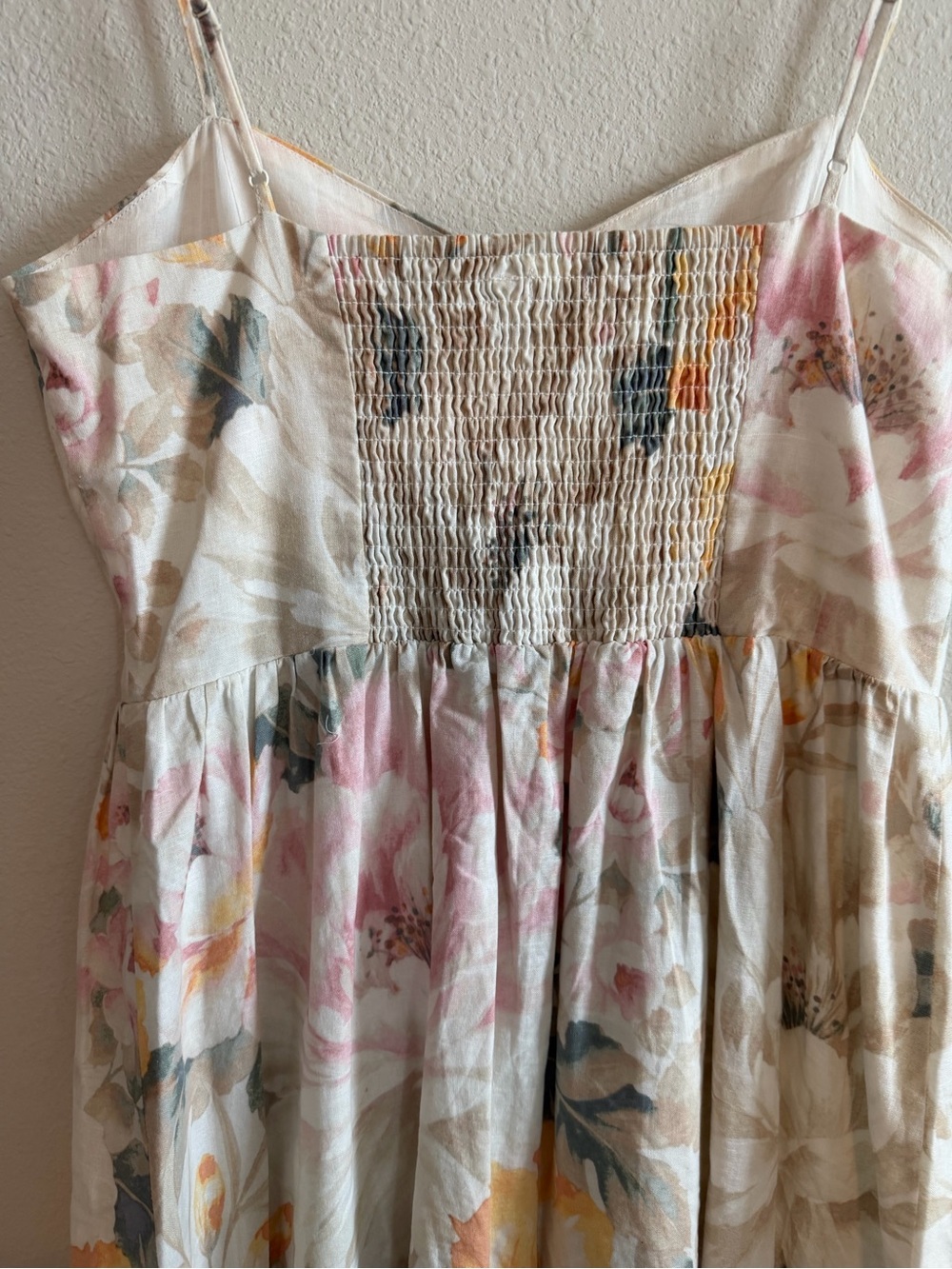 H&M Cream Floral Button-Front Midi Dress with Pink & Yellow Blooms - Picture 4 of 5